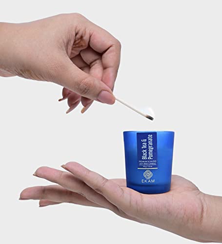 Image of EKAM Black Tea & Pomegranate Votive Soy Wax Scented Candle, 40 Grams, 10 Hours Burn Time| Long Lasting Premium Candles | Ideal for Home Decor | Gifting & Aromatherapy (Pack of 9)