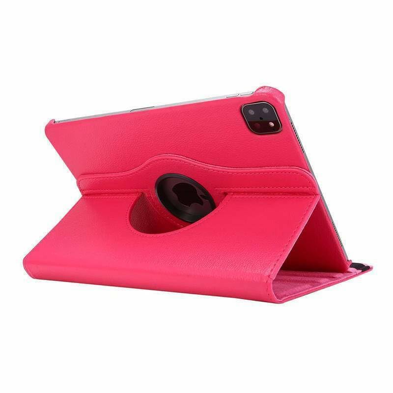 Étui pour iPad mini 4 et mini 5 rigide à rabat en cuir rose vif