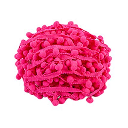 SHTGOI 5 Yards Pompom Trimming Bobble Fringe Band Fringe Pompom Ribbon Pompom Fringe Trim Pom Poms Tassel Border Decorative Border for Clothing Curtain Decoration Rose Red
