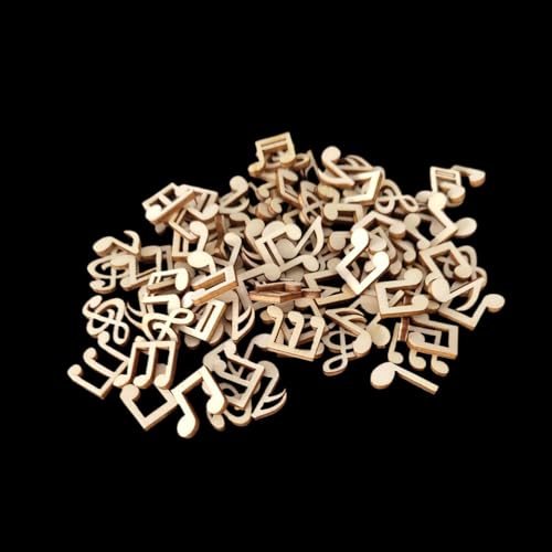 100 Pack Wooden Decorative Musical Notes, Mini Fashion Vintage Musical Note Wood Pieces, DIY Crafts Cutouts Wooden Unfinished Pieces for Handicrafts Home Decoration
