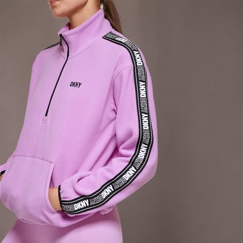 Image of DKNY Women's Sleeve Logo Tape Pullover Hoodie Sweatshirt