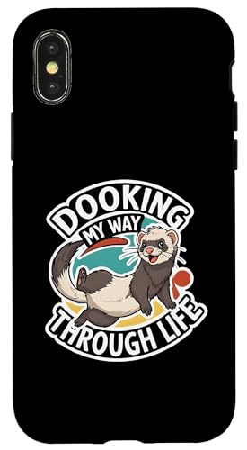Funny Ferret Dooking My Way Through Life Cartoon �X�}�z�P�[�X iPhone X/XS �p