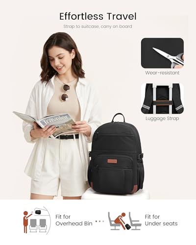Image of LOVEVOOK Laptop Backpack for Women with Giant Tumbler Holder - DIY 15.6Inch Work Computer Travel Backpack with Laptop Compartment, Water Resistant, Commuter College Teacher Nurse Purse Bag, Green