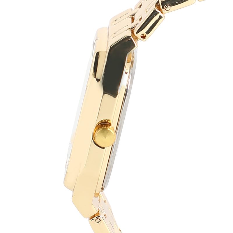 Image of Haute Sauce Women's The Torque Roman Square Watch | California Gold Stainless Steel Strap | Ivory White Dial | One-Size | Foldover Closure | Quartz | Analogue | Wrist Belt Watch for Female and Girls