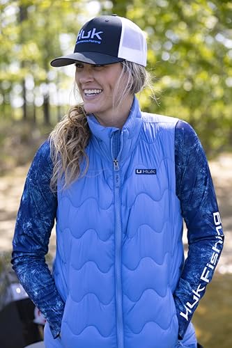 HUK Colete feminino de pesca acolchoado com isolamento DWR, preto