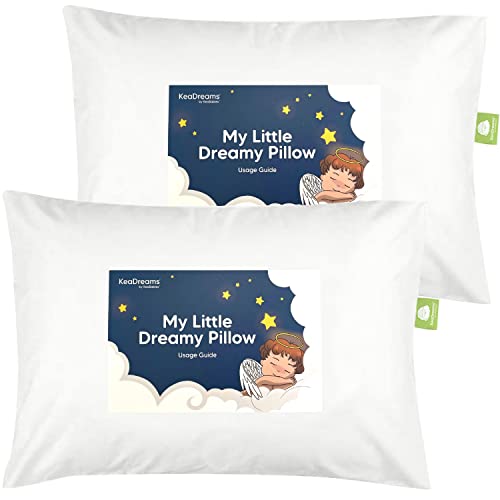 KeaBabies 2-Pack Toddler Pillow - Soft Organic Cotton Toddler Pillows for Sleeping - 13X18 Small Pillow for Kids - Kids Pillows for Sleeping - Kids Pillow for Travel, School, Nap - Crib Pillow