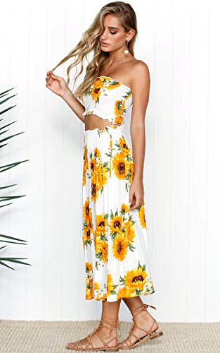 image for Angashion Women's Floral Crop Top Maxi Skirts Set 2 Piece Outfit Dress