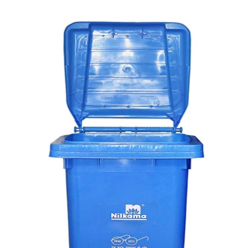 Image of Nilkamal Dustbin | 240L Pack of 2 | Blue Plastic Rectangular Outdoor Dustbin with Wheels & Lid