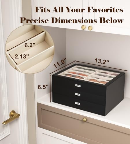 Image of NEWLOOP 30 Slots Sunglass Organizer Drawer Display Case for Multiple Pairs of Eyeglass Storage Box for Women Men