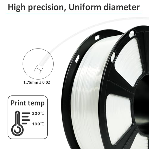 Image of GIANTARM 3D Printer Filament, Silk White Pla Filament, 1Kg(2.2lbs) Spool, 1.75mm Dimension Accuracy + /- 0.03mm, 3D Printing Filament