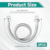 kclkda Pair of Braided Flexible Pipe, British Standard Pipe 1/2" x 1/2" BSP 300mm Stainless Steel Flexible Tap Connector, Rust-Free Flexible Hose for Bathroom, Kitchen Sink, Basin & Toilet - Image 2