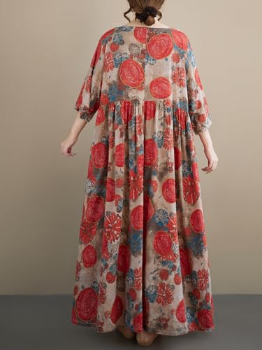 Image of Oversized Dress for Women Flowy Boho Plus Size Dresses Floral Print
