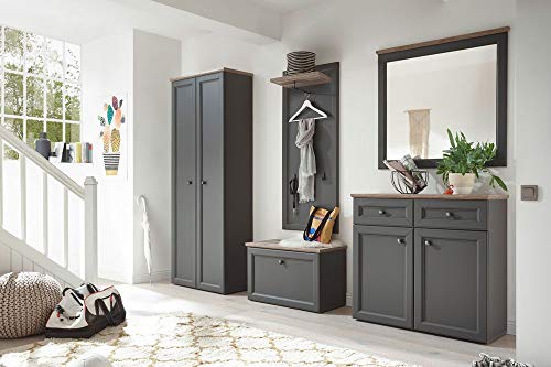 moebel-dich-auf Flur Garderobe Set Montana im Landhaus Stil Grau/Timber...