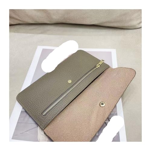 Genuine Leather Women Long Wallet Solid Money Slim Clutch Bag For Ladies Fashion Cowhide ID Credit Card Holder Purse(Brown)3