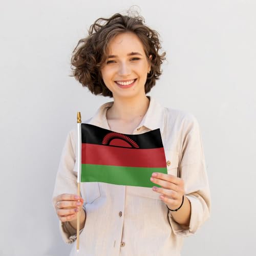 12 Pack Malawi Handheld Stick Flag 5x8 Inch on Wood Stick Small Mini Handheld Flags,Party Decor Parades Festival Event Celebration. (Malawi, 5x8in) by BUELOIGS - Used condition - Image 5