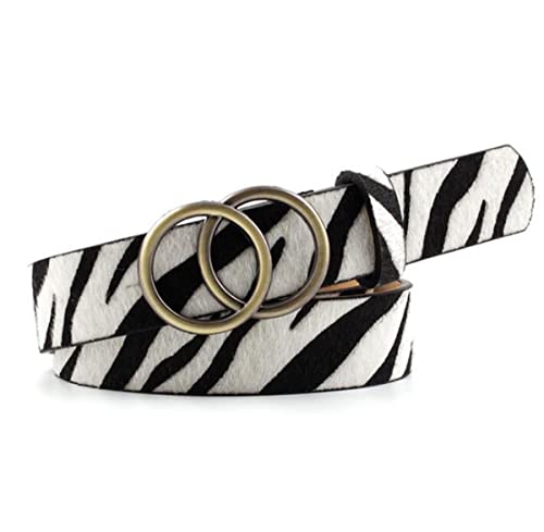 Hpblonk Female Leopard Belt Snake Skin Zebra Print Thin Horsehair Waistband Pu Leather Gold Ring Heart Pin Metal Buckle Ladies Belts (Color A) #TOP2