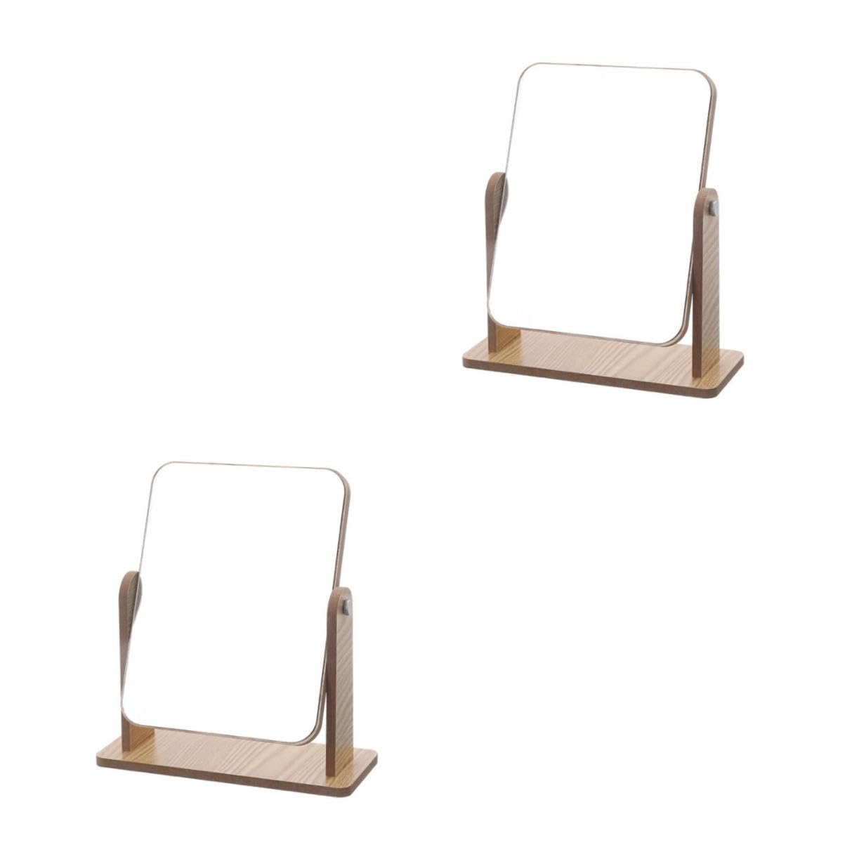 FOMIYES 2 Stück Hochauflösender Drehbarer Kosmetikspiegel aus Holz Doppelseitig Stabiler Standspiegel für Schminktisch Praktischer und Dekorativer Make Up Spiegel für Mädchen