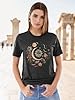 MZEAZRK Women Mystic Moon and Sun Flower Shirt Boho Wildflower Celestial Moon Graphic T Shirts Short Sleeve Tops, A-dark Grey, S #1