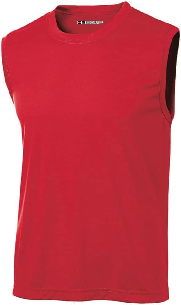 Mens Sleeveless Moisture Wicking Muscle T-Shirts. XS-4XL Small True Red