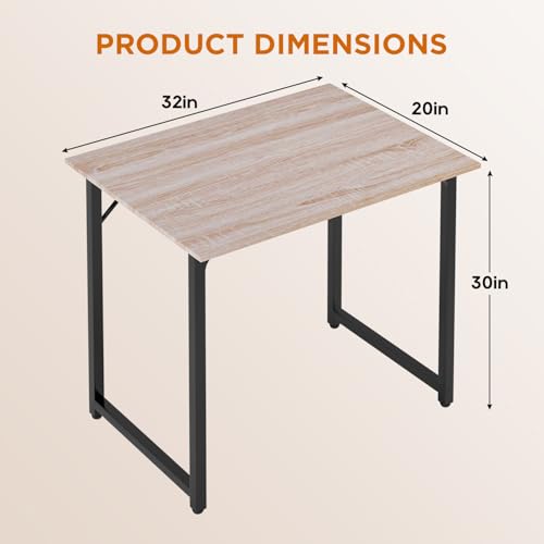 Image of PayLessHere | 32 Inch Computer Desk | Nature | Sturdy Office Desk | Metal Frame, Adjustable Feet | Water-Resistant, Scratchproof Surface | Writing Table for Home Office or Study | Pack of 1