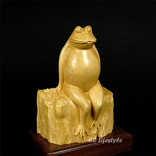 Yzdsbd Statues Figurines Sculptures Lifestyle Exquisite Animal Carving Statue Feng Shui Frog Wood Craft Lucky Frog Wood Carving Home Decoration Frog Money #TOP5