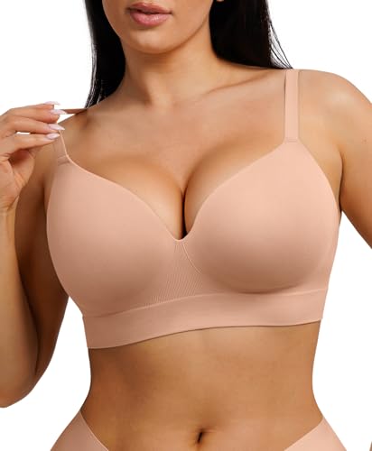 Image of FeelinGirl Wireless Supportive Bra for Women, Seamless Comfort Bralettes No Underwire Full Coverage Everyday Bras