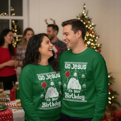 Tstars Birthday Boy Jesus Ugly Christmas Sweatshirt Men Funny Xmas Holiday | Soft Fleece Funny Sweatshirt; Great For Christmas, Ugly Sweater Party, Christian Holiday, Festive Xmas Gift 6 Tstars Birthday Boy Jesus Ugly Christmas Sweatshirt Men Funny Xmas Holiday