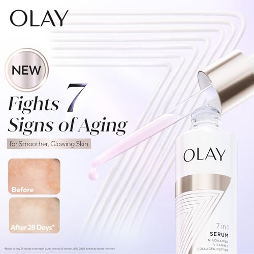 Image of Olay 7in1 Ultra-light Face Serum | Niacinamide, Vitamin C, Collagen Peptides | Fights 7 Issues for Smooth & Glowing Skin | Normal to Oily Skin | Dermatologically Tested | Non Comedogenic | 30ml