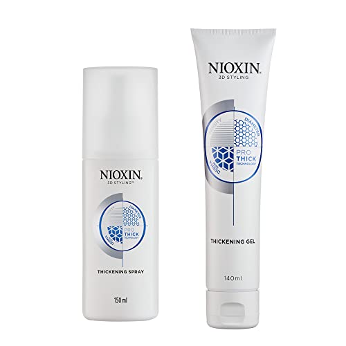 Nioxin Thickening Spray + Thickening Gel Bundle, For Volume and Texture, 5.1 oz