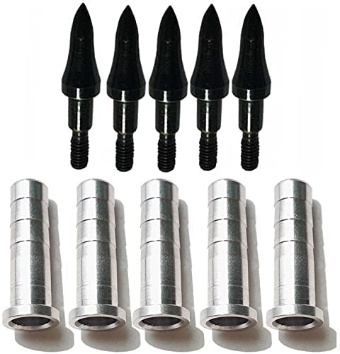 JJZS 24 Pack Archery Arrow Tips Arrow Insert 75 Grain Field Points, Aluminum Arrow Inserts, Archery Tips and Inserts for Arrows Field Tips Arrow Points