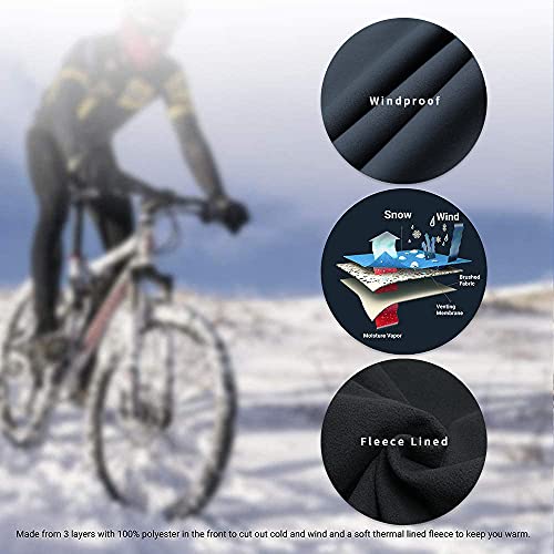 Souke Sports Men's Winter Cycling Pants, Windproof Fleece Thermal Bike Pants, Breathable Athletic Sweatpants for Running Grey