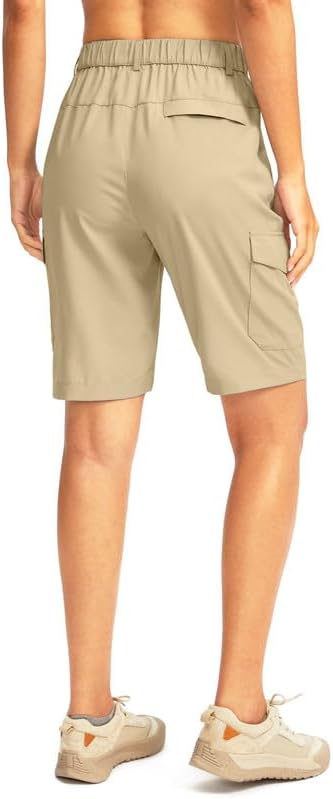 Miniatura 2 de Pantalones cortos largos de golf de 10 pulgadas para mujer, con 5 bolsillos, longitud a la rodilla, ligeros, de secado rápido, para mujer