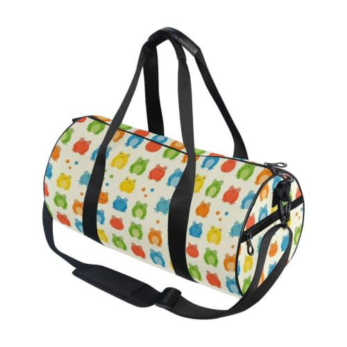 Bolsa de lona para viajes y deportes con bolsillo interior y patrón de rana
