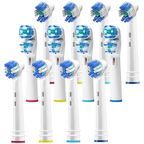 Replacement Brush Heads Compatible with Oral b Braun- 12 Electric Toothbrush Heads for Oralb- Double Clean, Floss & 3D PRO White Brushes- Fits The Kids Pro 1000 Sonic Floss, Dual, Cross, & More Cover
