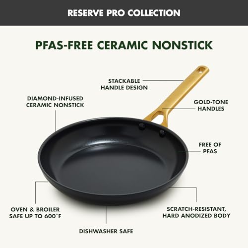 [NEW] $239.99 | GreenPan Nonstick Reserve Pro 10 Piece Cookware Set, Black - image 4