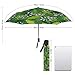 FOSKERV Windproof Travel Umbrella, Stable Versatile Fashion 3 Fold Automatic Umbrellas, Compact Umbrella with Pouch for Daily Use, Tropical Green Leaves Exotic Jungle Animal Lemurs Monkey