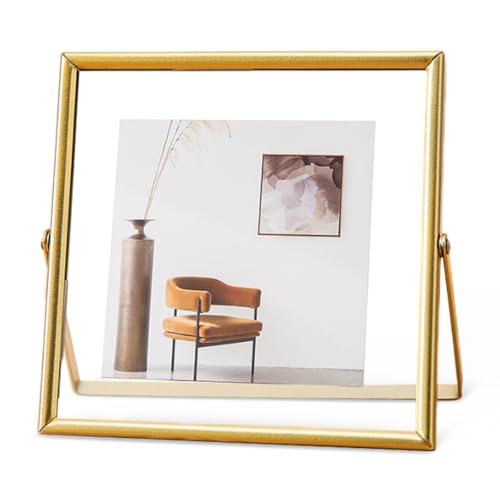 TESSTSY Moldura dourada 15 x 15 cm, moldura de fotos de vidro para flores prensadas, moldura para flores secas, molduras de vidro, fotos de metal vertical, para fotos de 10 x 10 cm, 9 x 13 cm e 5 x 8