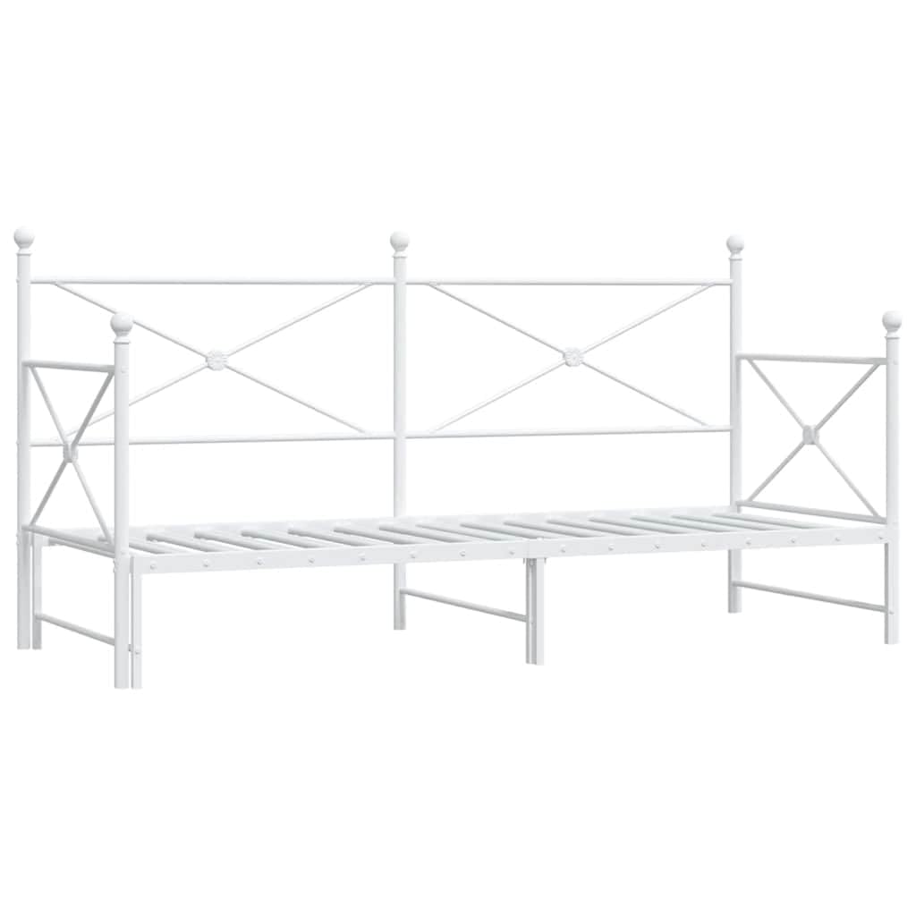 vidaXL Divano Letto Estraibile Senza Materasso Bianco 80x200cm Acciaio, Divano Letto con cassetti, Divano Letto, Divano Letto da Soggiorno