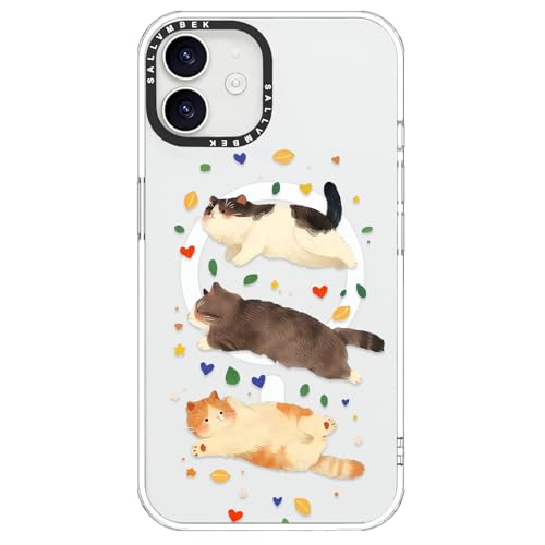 sallvmbek for iPhone 12 Case/iPhone 12 Pro Case 6.1 inch,Compatible with MagSafe,Cute Design Cat Print Pattern,Magnetic Mag Safe Protective Shockproof Clear Bumper Phone Cases for Women Girly