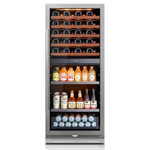Image of Ca'Lefort Wine Fridge Dual Zone, 112 Can and 40 Bottle 24 Inch Wine Cooler, 34-65F Wine Refrigerator with Glass Door, 3 LED Built-in /Freestanding Fridge for Bar /Kitchen /Resterant (Right-Hinged)