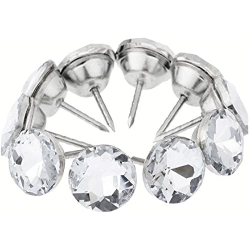 100PCS 5/8" Crystal Diamond Upholstery Tacks Pins for Tufted Headboard