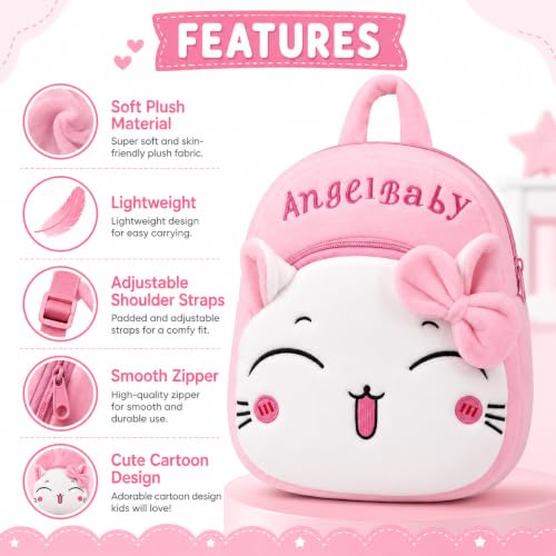 Image of MELVIS Cute Kids Backpack Toddler Bag | Plush Cartoon Mini Travel Bag for Baby Girl & Boy (1-5 Years) | Small Preschool Nursery Bag