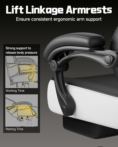 Image of GTPLAYER Big & Tall Gaming Chair, Wide Reclining with Footrest for Adults | Ergonomic High Back Computer Desk Chair, Comfort Padded Seat with Lumbar Support for Big /Tall, Office /Home, Black & White