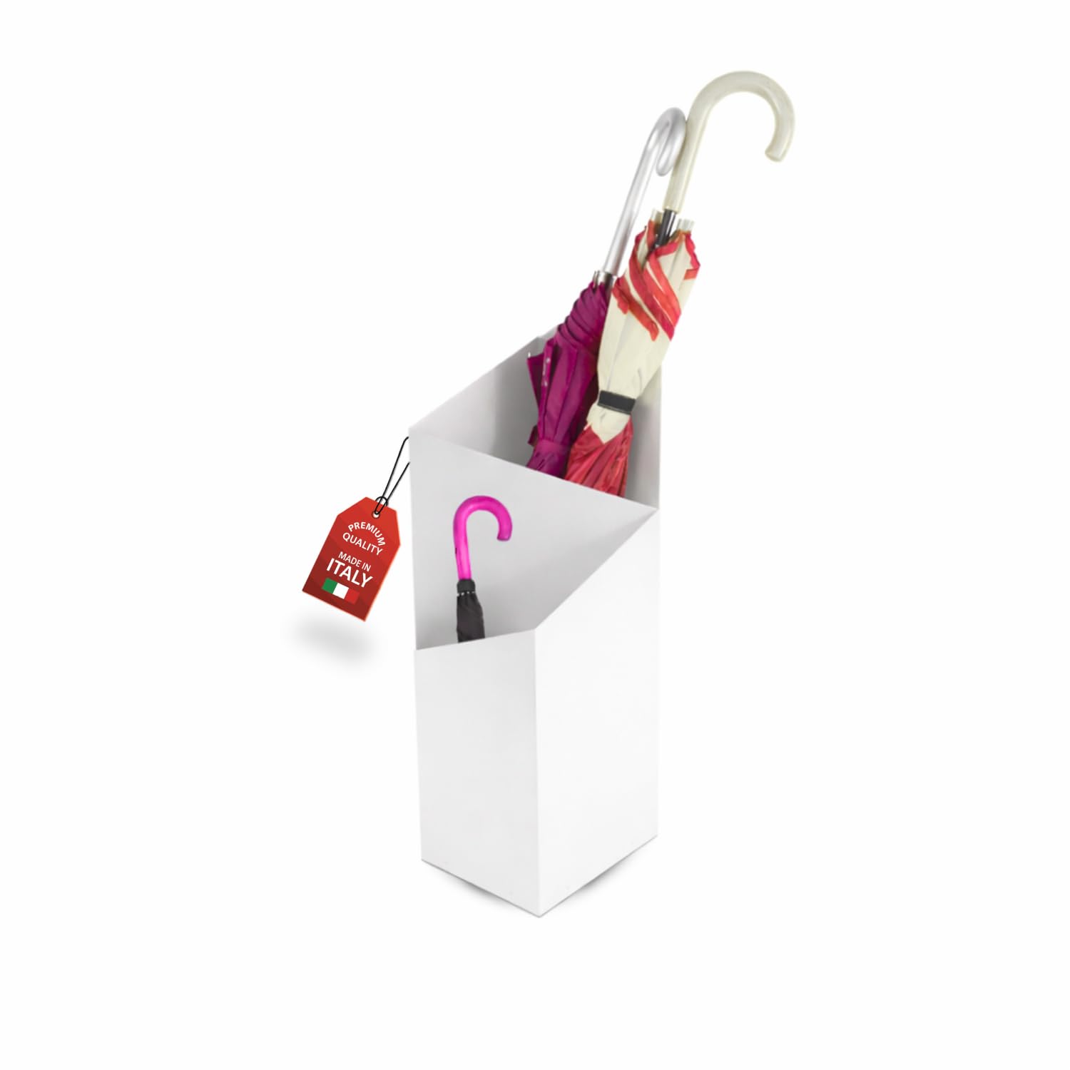 MOHOME Portaombrelli da Interno Metallo Bianco Resistente Made in Italy Premium Quality Porta Ombrelli da Ingresso Robusto 23,5 x 18,5 x 60 cm Design Moderno Casa Ufficio