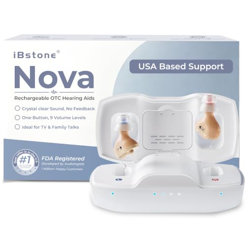 iBstone Nova Hearing Aids for Seniors Adults: Superior Sound Quality - Smart Noise Cancelling - No Feedback - 1.5Hrs Charging for 100Hrs Working - Come with Anti-Lost Lanyard - Over-the-Counter