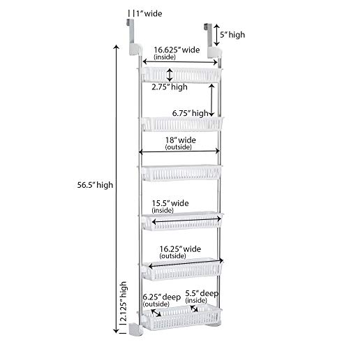 Household Essentials 2154-1 White 6-Tier Basket Over-The-Door Organizer thumb #1