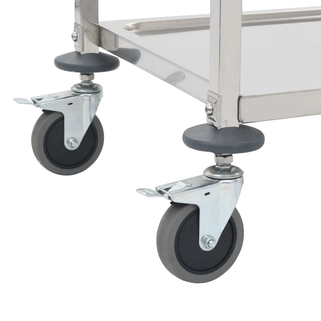 vidaXL Carrito de Cocina de 2 Alturas 95x45x83,5cm Acero Inoxidable Catering Mobiliario Hogar Hostelería Práctico Ruedas Giratorias Robusto Estable