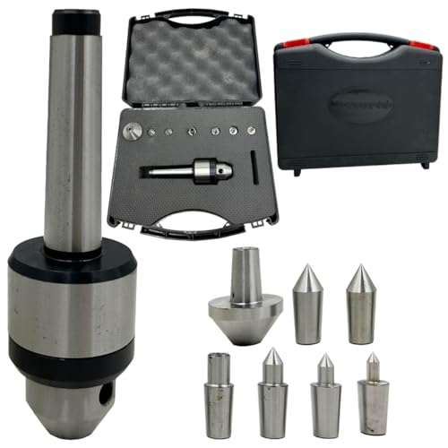 Image of ASSORTS Revolving Center 2MT Shank Multiple Point with 7 Interchangeable Tips, 3 Bearings, Hardened & Ground Steel, Wide Application on Small Mini Lathes for Hobbyists & Model Makers