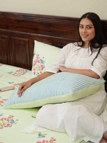 Image of Bougainvillea Premium Hand Block Printed Bedsheet | Bed Spread Flatsheet Bed Sheet | Pure Cotton | Double Bed Queen Size 90 inchx108 inch | 300 TC Long Staple Cotton | 2 Pillow Covers | Floral Print