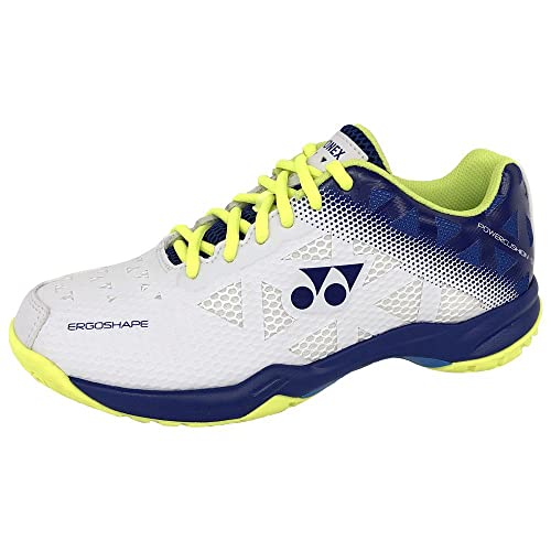 Yonex SHB 50 EX Badminton Shoes | Ideal for Badminton,Squash,Table Tennis,Volleyball | Non-Marking Sole | Power Cushion | Ergo Shape | Hexagrip | White Blue |UK 8